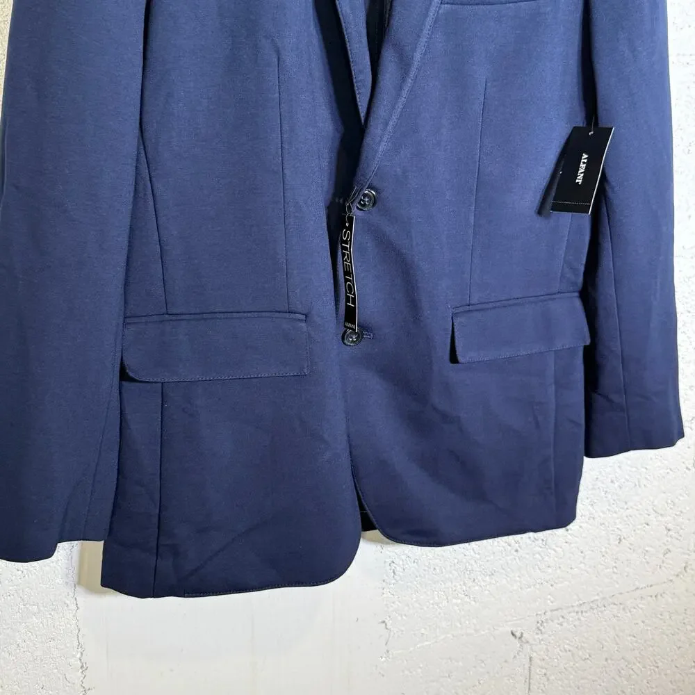 Alfani Mens Modern Knit Two Button Blazer Jacket Navy L $140
